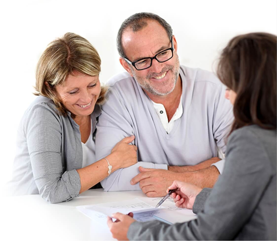 Older couple meeting with insurance agent